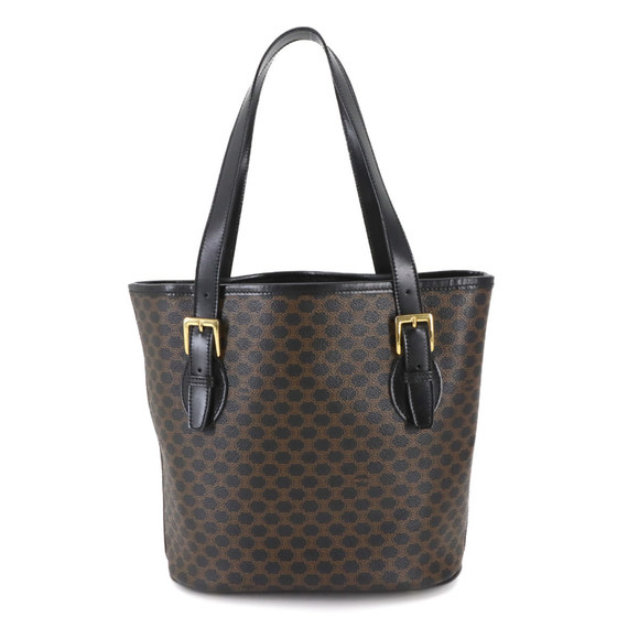 Celine Macadam Leather Tote Bag in Black, Brown, and Gold Hardware - Picture 1 of 9